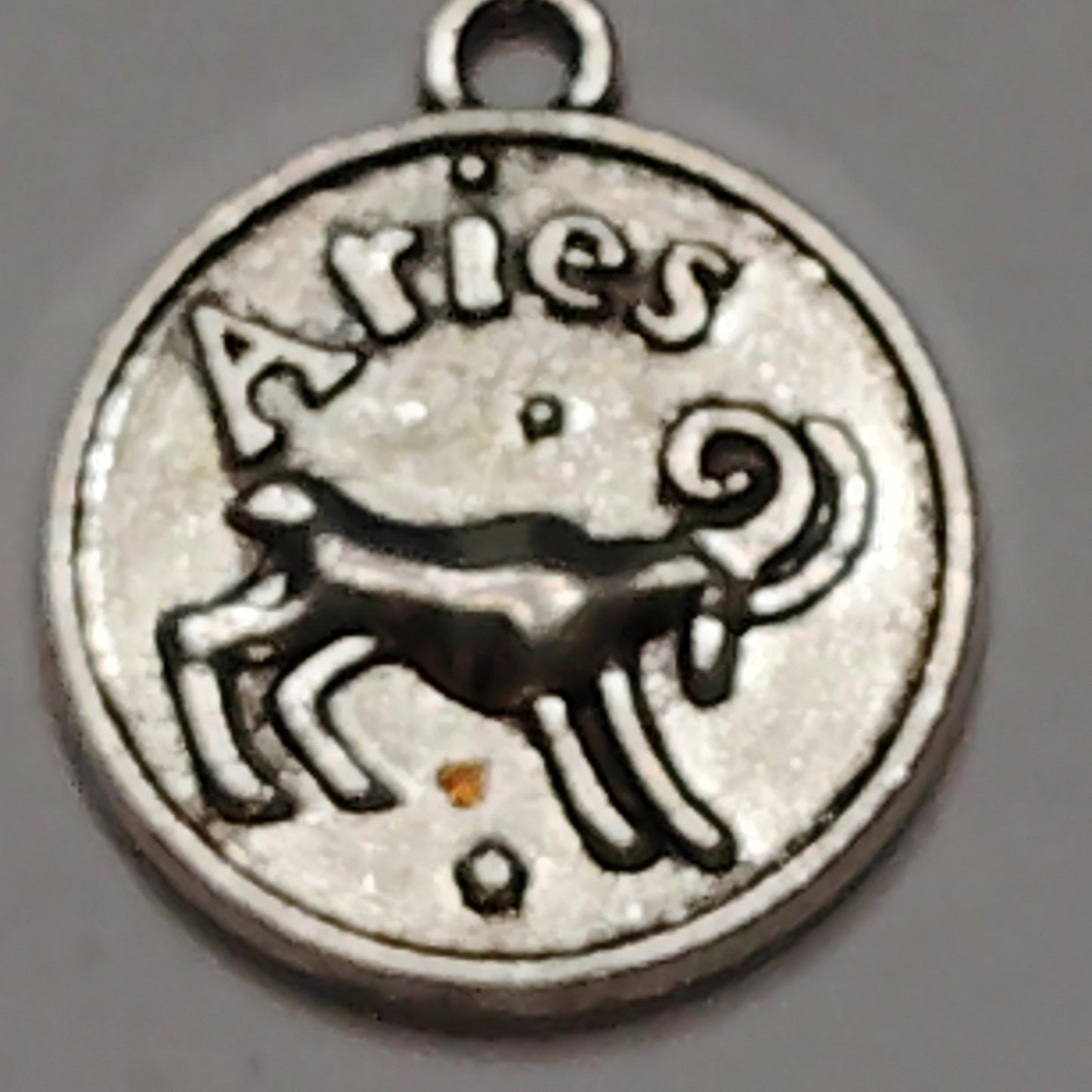 Aries Zodiac Charm Patinated Silver‑Tone Ram Design 5/8" Medallion Pendant