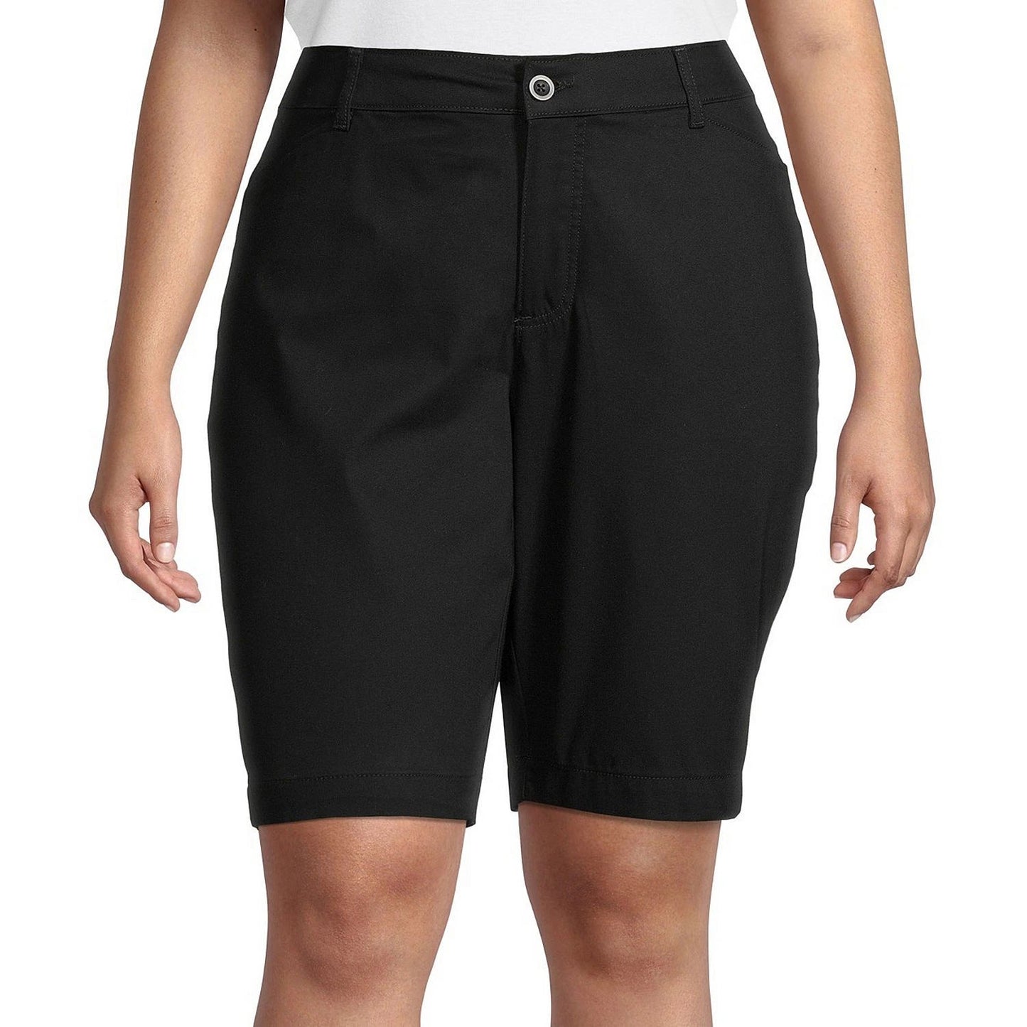 St Johns Bay Womens Bermuda Shorts Black Stretch Casual Summer Shorts 26W