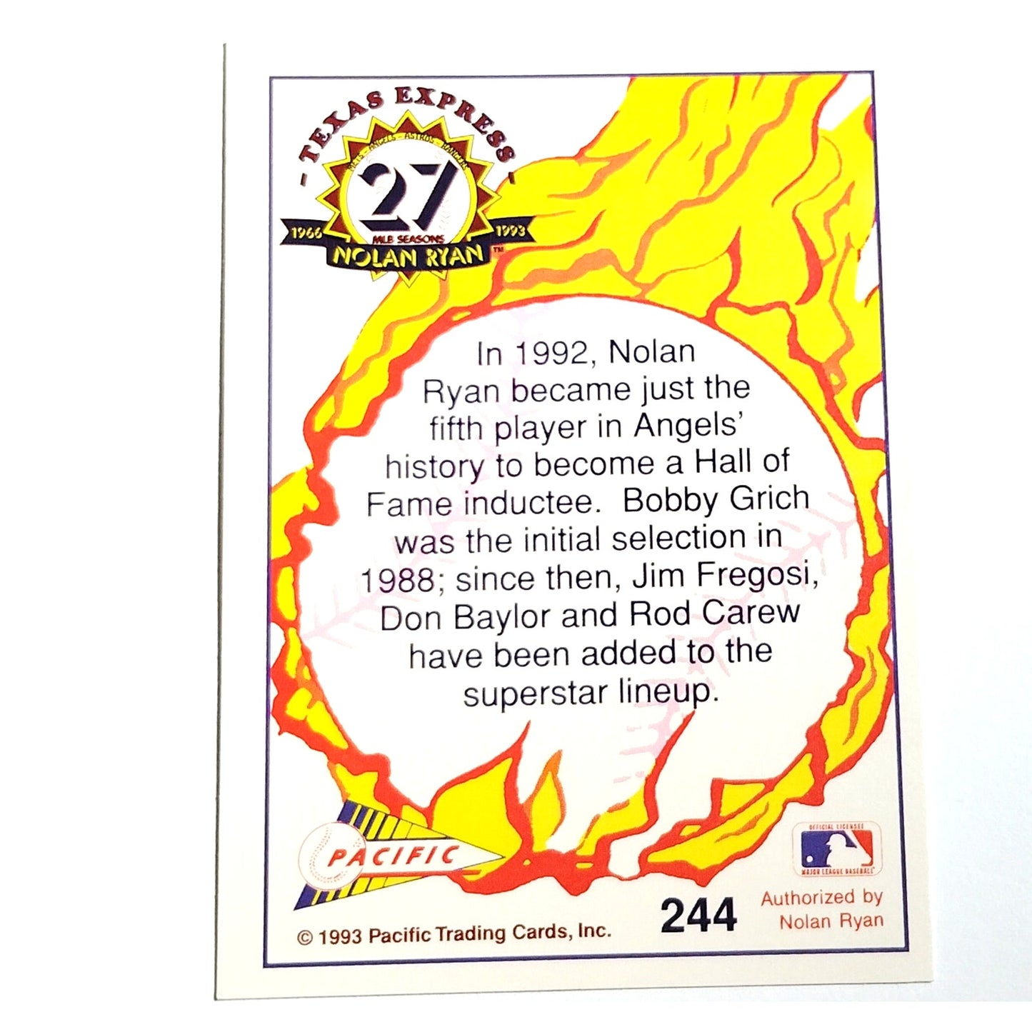 1993 Pacific Texas Express Nolan Ryan #244 California Angels P Baseball Card NM