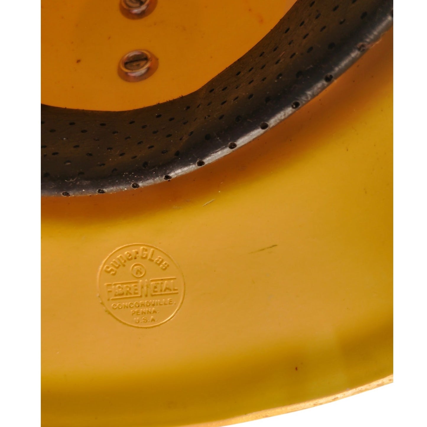 1970's Fibre-Metal Yellow Safety Headwear, ANSI Z89.1-1969 Class C w/ Universal Lamp Bracket No. L-1