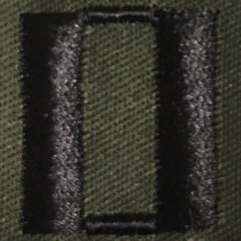 US Army Captain CPT O‑3 Rank Patch ODG Black TE 1‑5/8" × 1‑3/4"