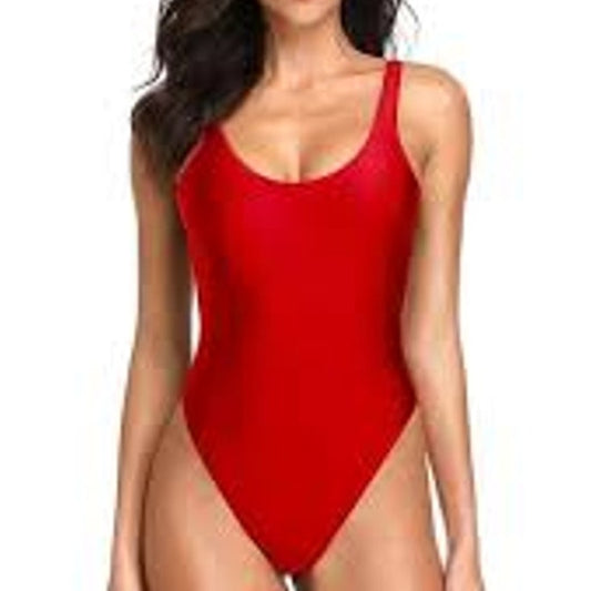 Dixperfect Malibu Retro One Piece Swimsuit Women’s Small Red High Cut
