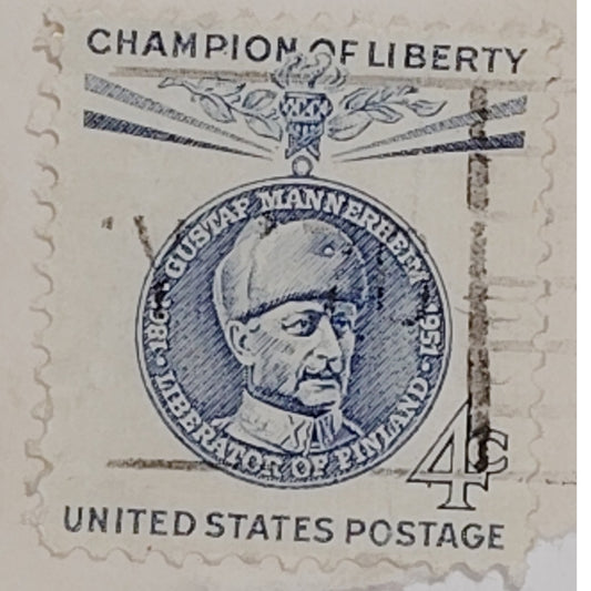 VTG 1960 Champion of Liberty Stamp – Carl Gustaf Emil Mannerheim – 4¢ USA – Used