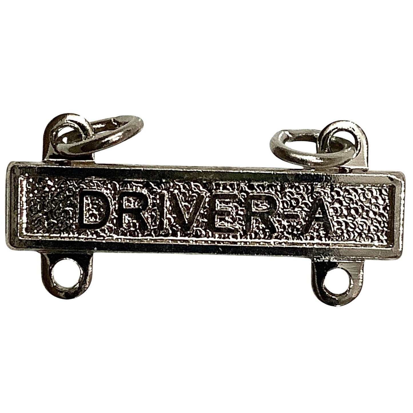 Military Qualification Bar, Driver-A, Silver Text and Background 1/2"H x 1"W
