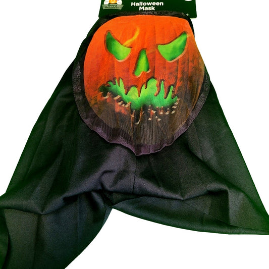 Halloween Stocking Pumpkin Mask, Unisex Mask, Orange and Black