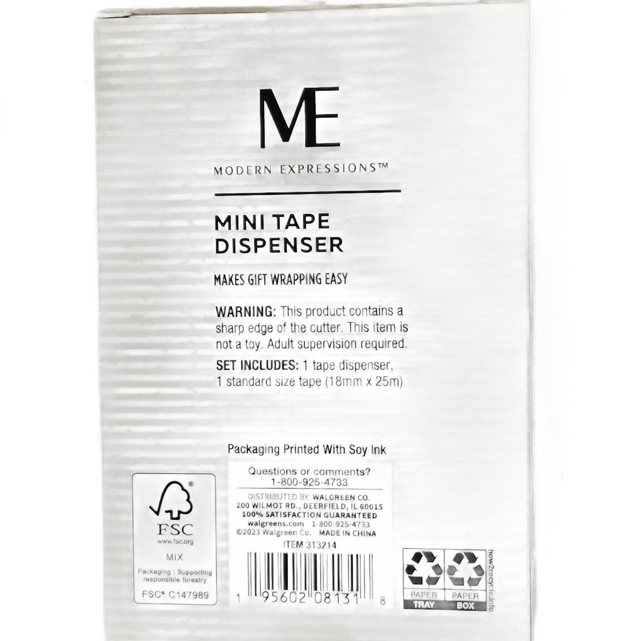 Modern Expressions Mini Tape Dispenser, Includes 3/4" Clear Tape Roll, 3" x 5"