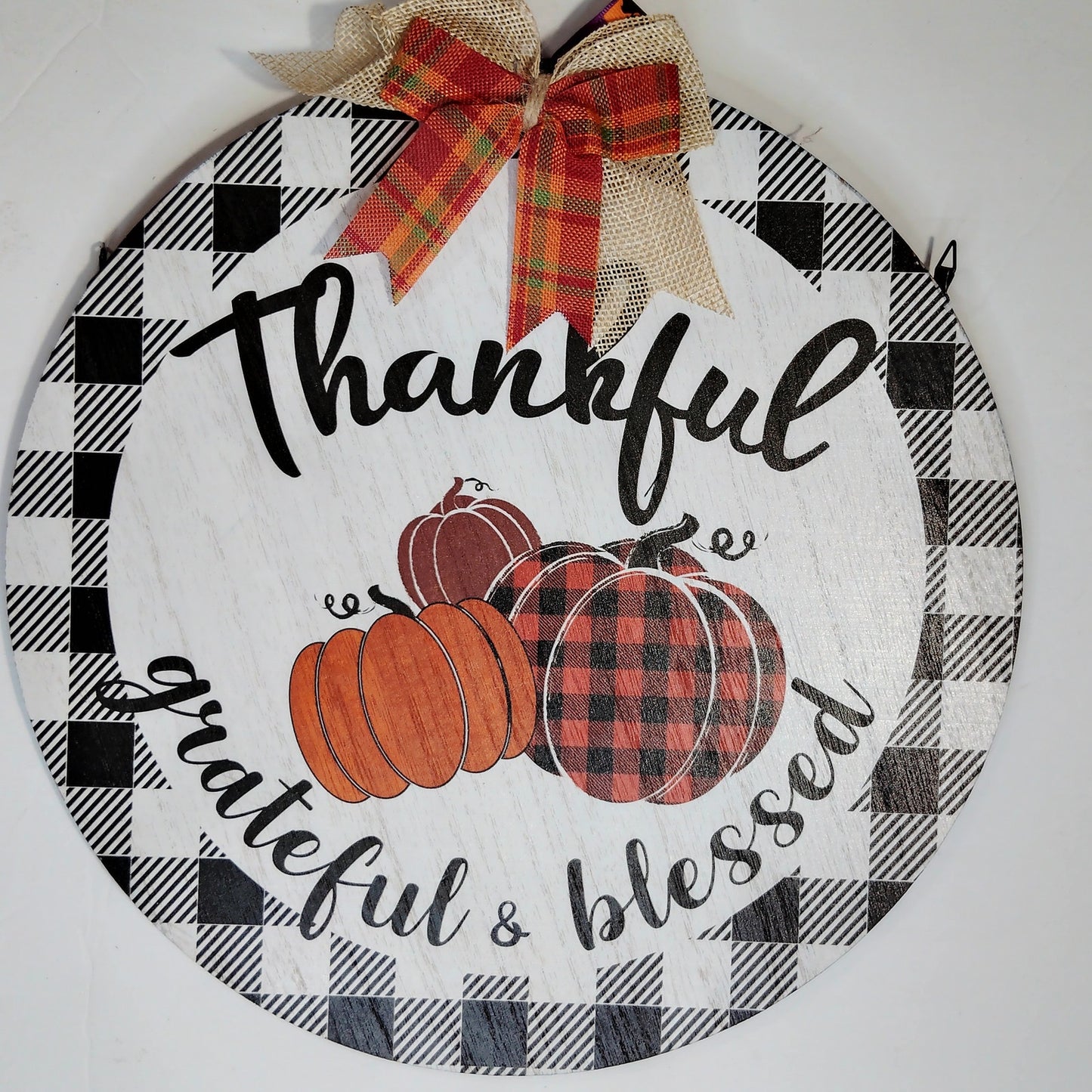 Reversible Hanging Wood Sign Round Rustic Double‑Sided Home Decor 11-3/4 in.D