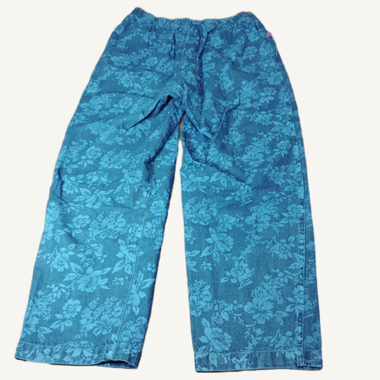 Woman Within 16W Plus Size Floral Embroidered Blue Denim Jeans - Elastic Waist
