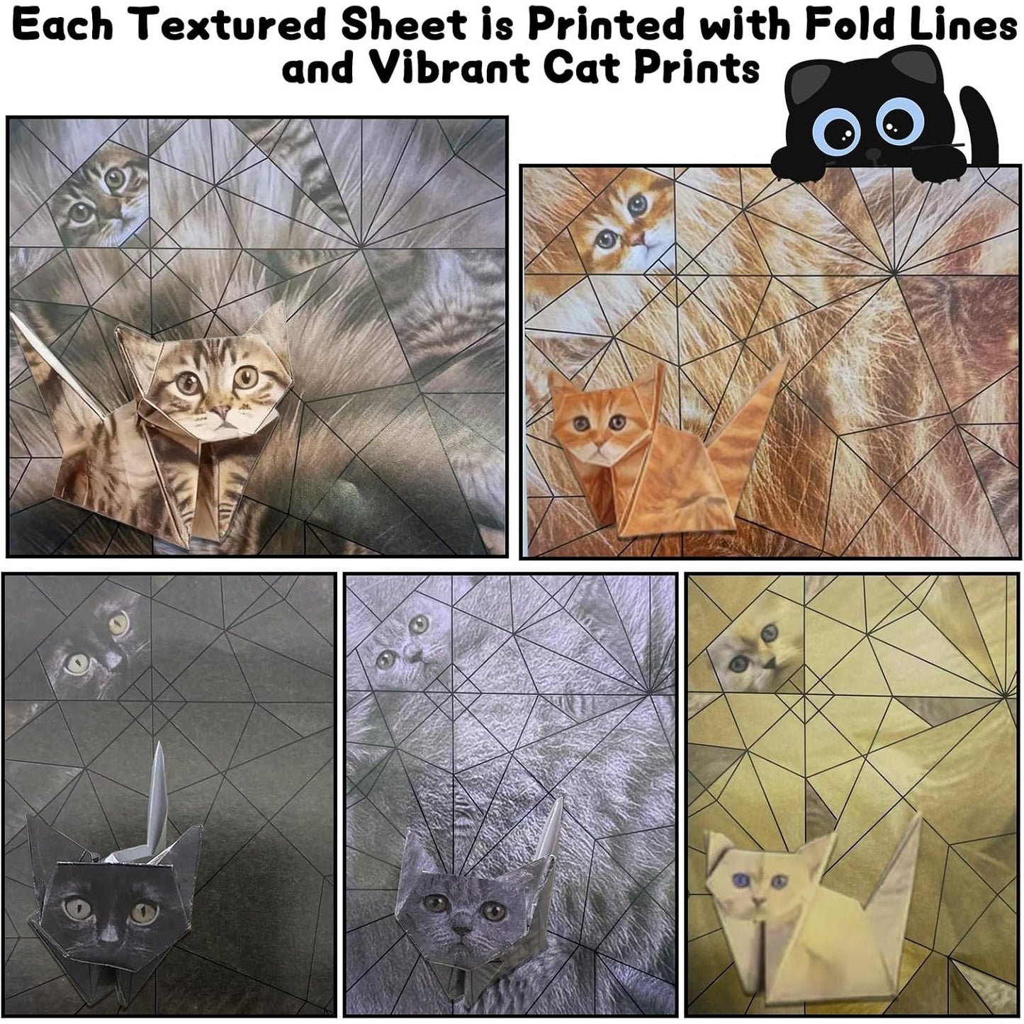 DIY Paper Cats Origami Kit 50 Sheets Cute 3D Cat Models Craft Activity