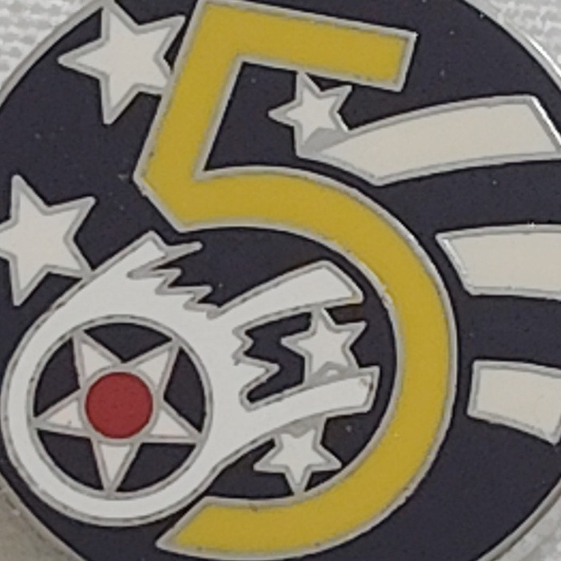 US 5th Air Force Insignia Novelty Enamel Pin – 3/4" Double Clutch Hat, Lapel Pin