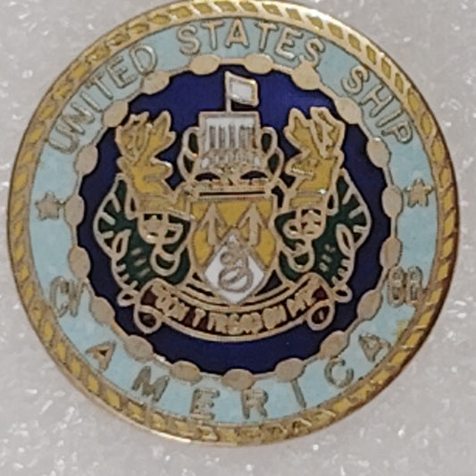 U.S. Navy USS America CV-66 Novelty Hat/Lapel/Brooch Pin, Enamel Metal