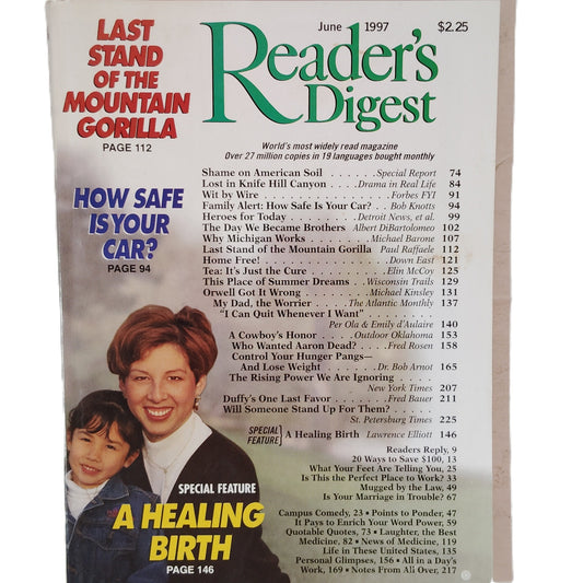 Reader's Digest Magazine June 1997 Mountain Gorilla Vintage Back Issue