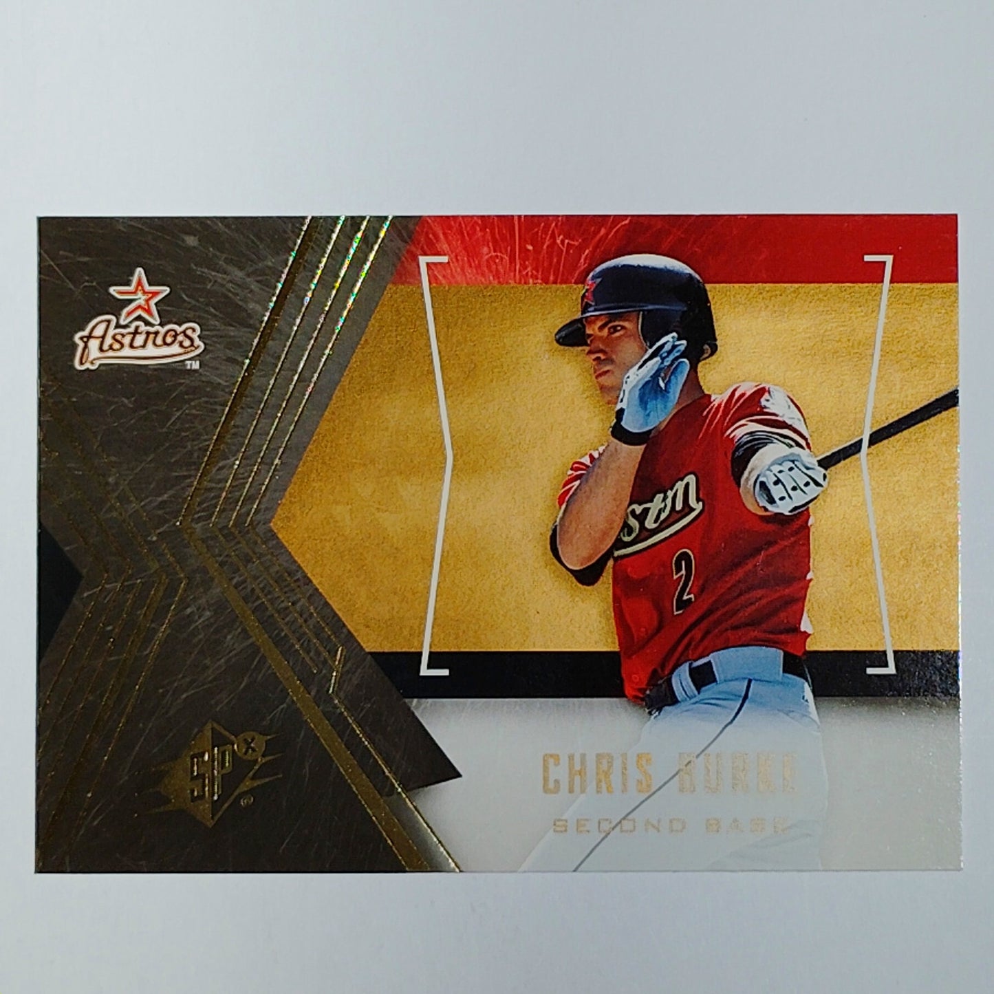 2005 Upper Deck SPx Chris Burke #19 Houston Astros Second Base Action Shot VG/EX