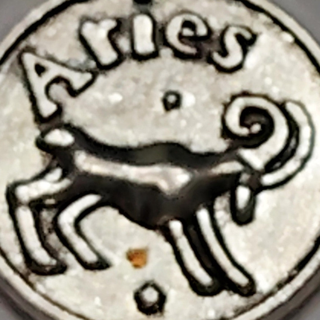 Aries Zodiac Charm Patinated Silver‑Tone Ram Design 5/8" Medallion Pendant