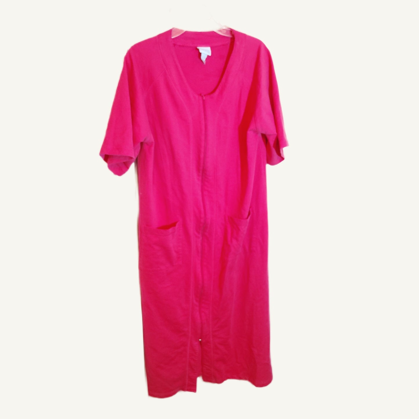 Lane Bryant Vintage Pink Zip Front Robe House Dress - Cotton Blend Medium