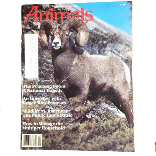 VTG Animals Magazine Sept/Oct 1989 MSPCA Bighorn Sheep, Poaching, Roger Peterson
