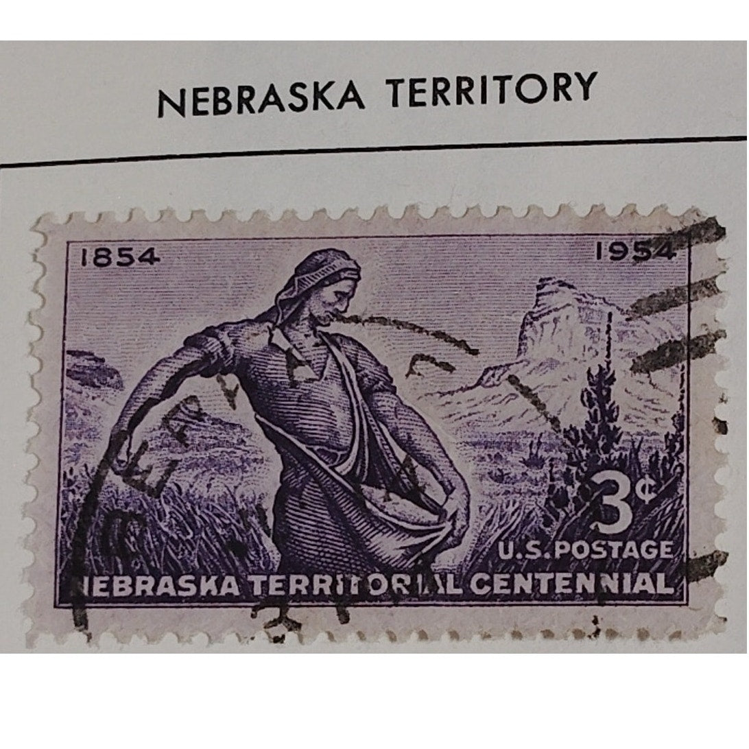 1954 3¢ Nebraska Territorial Centennial Stamp – Scott #1060 – Pioneer & Oxen