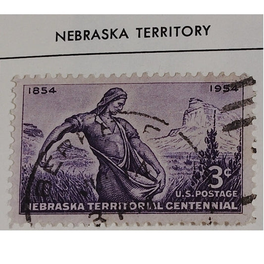 1954 3¢ Nebraska Territorial Centennial Stamp – Scott #1060 – Pioneer & Oxen