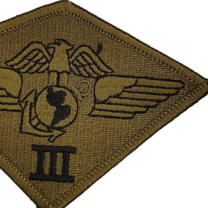 USMC 3rd Marine Aircraft Wing Subdued OD Patch 3‑7/8" × 2‑3/4" Merrowed