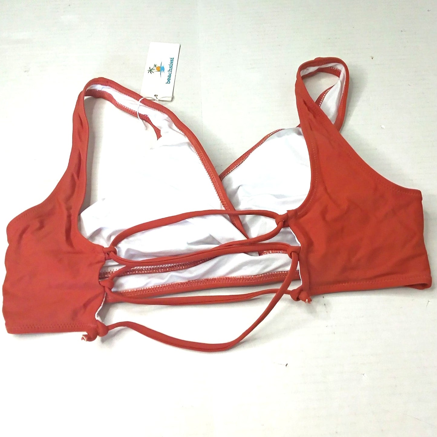 Beachsissi Twist Front Bikini Top Solid Bronze Women’s Swim Top Small (4-6)