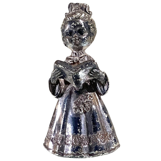 Vintage Pewter Girl Holding/reading Book, Singing Figurine 1-1/2"H x 3/4"W