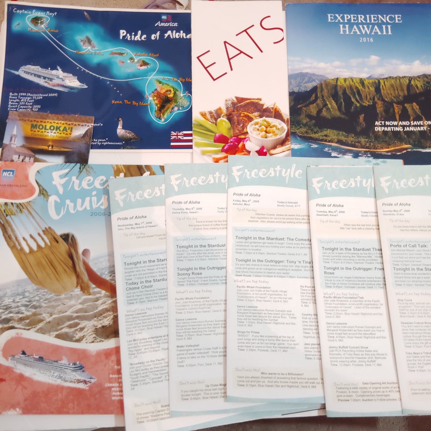 Vintage 2008 Norwegian Cruise Line Hawaiian Cruise Ephemera Lot