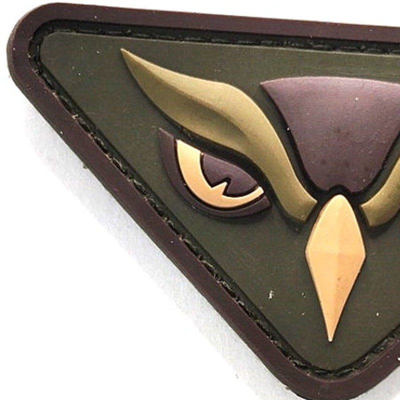 MSM Owl Head PVC Morale Patch Novelty Green Variant 3" × 1‑3/4" Hook Back