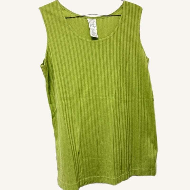 VTG Roaman's Green Ribbed Knit 3PC M Set - Cardigan, Tank & Elastic Waist Pants