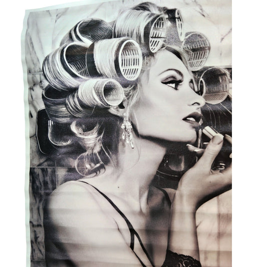 16x24" Black and White Retro Hair Salon Canvas Wall Art – Vintage Beauty with Curlers (Unframed)