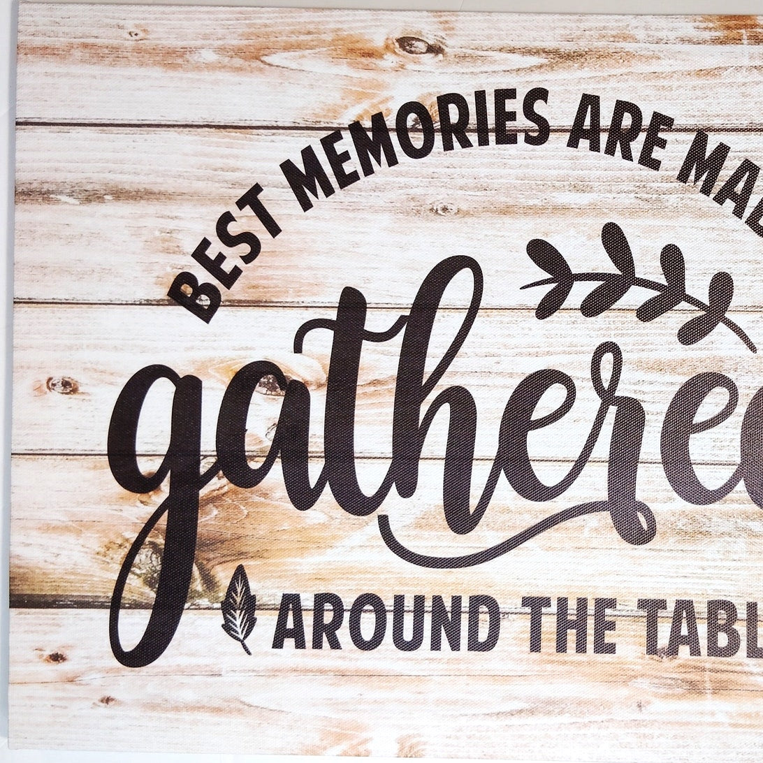 Farmhouse Gathered Around the Table Framed Art Rustic Kitchen Sign 15.6x11.8"