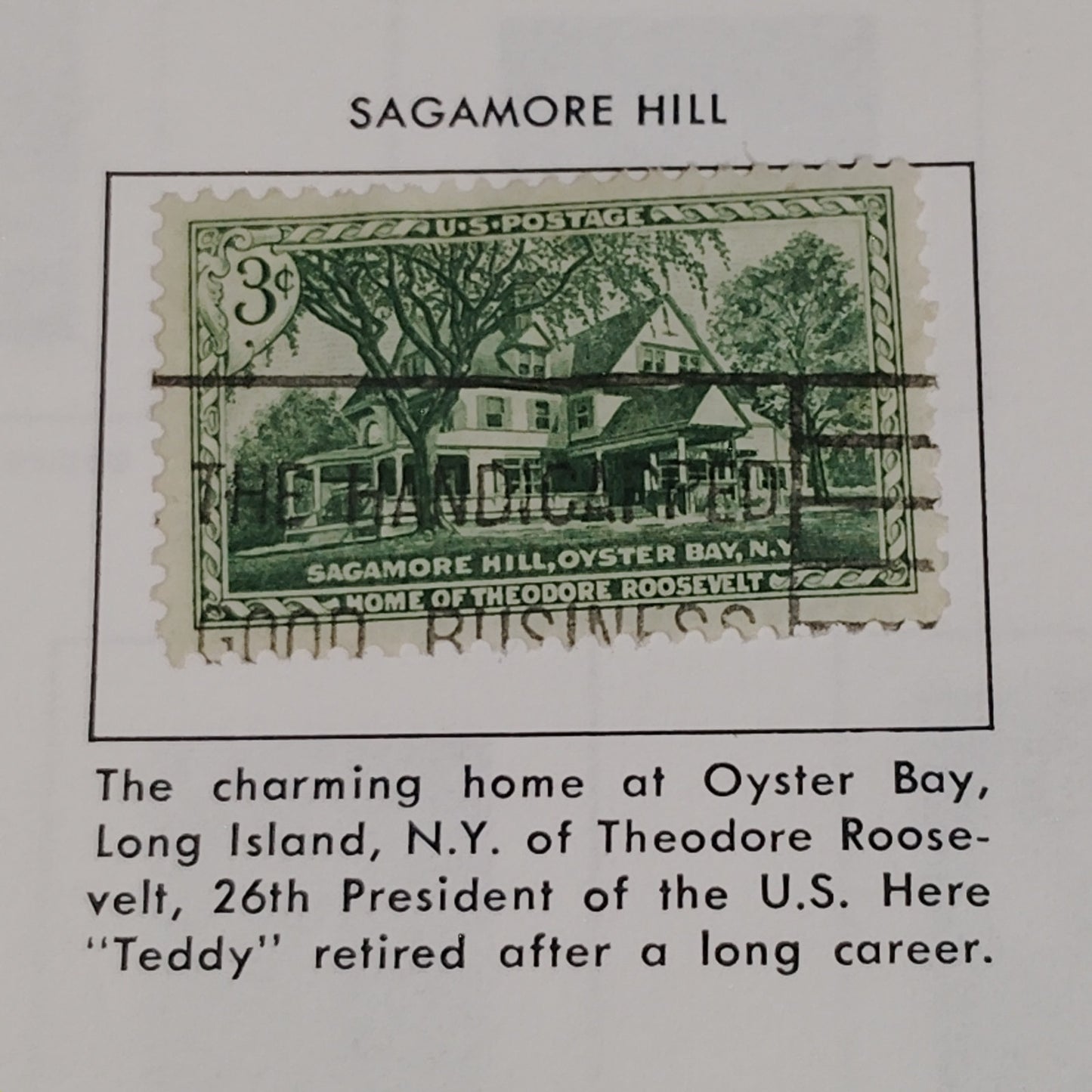 1953 3¢ Sagamore Hill Stamp, Scott 1023, Theodore Roosevelt’s Home Historic Site
