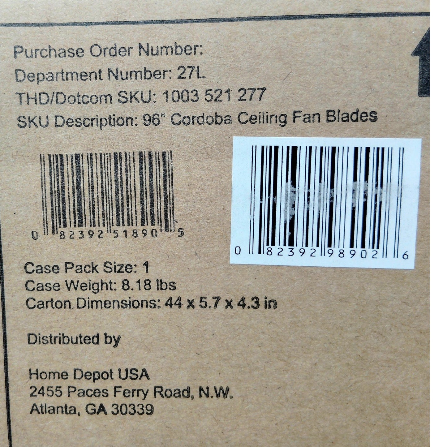 Cordoba 96 in Ceiling Fan Replacement Blades Set of 8 ID/OD Seasoned Wood Finish