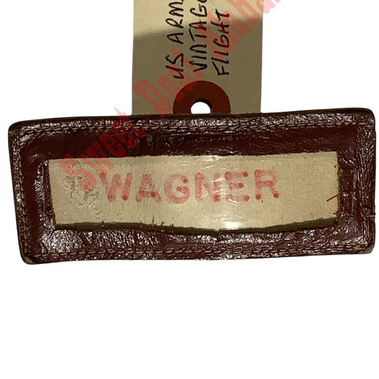 Vintage (Pre-1947) U.S. Army Air Corp Leather Flight Tag, Butterfly Clutch Backs