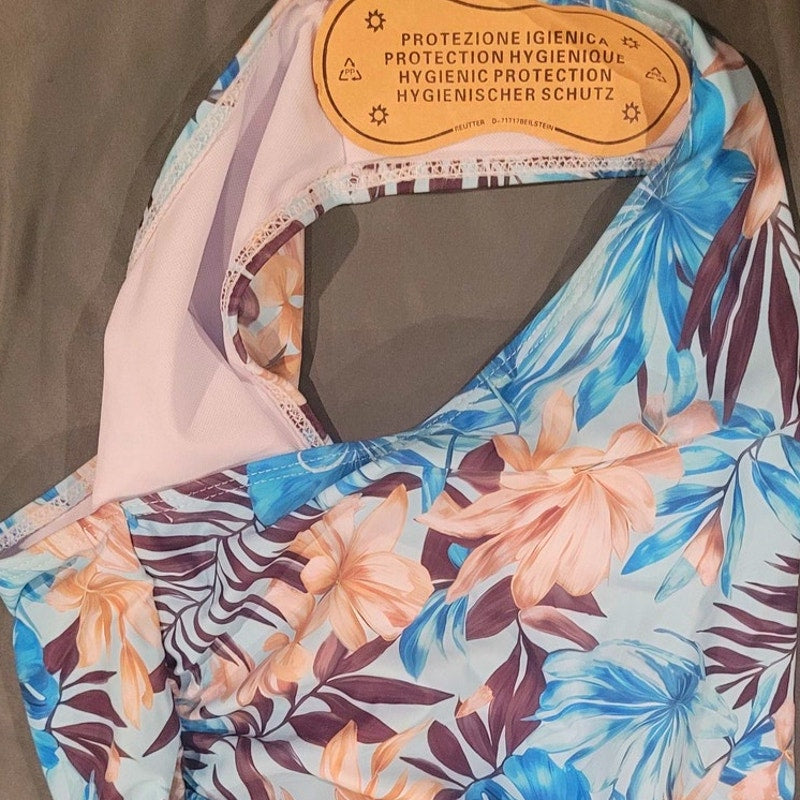 BEILON One Shoulder, Tummy Control Modest Full Coverage Keyhole, Tropical, XL