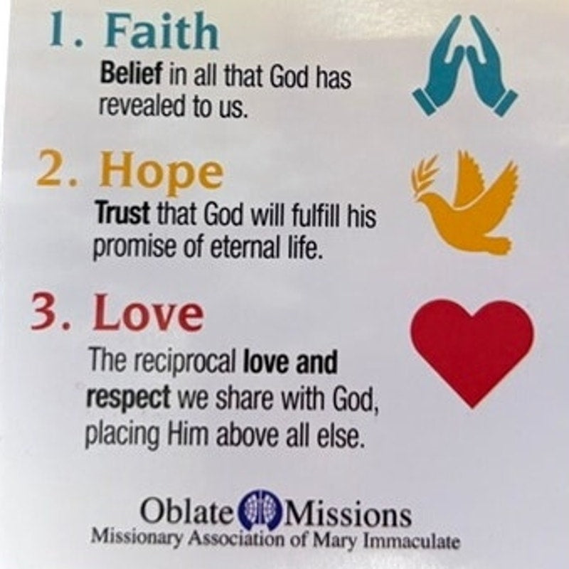 Christian Daily Virtues Fridge Magnet Faith Hope Love Oblate Missions 4x3