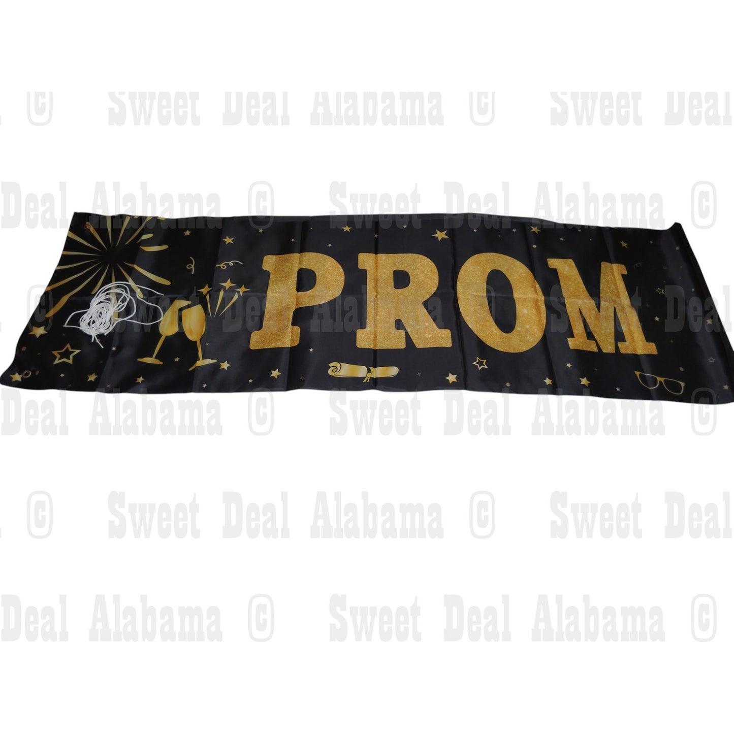 Prom Banner Decorations for 2023, Black & Gold Prom Decorations, 9.8 X 1.6 ft