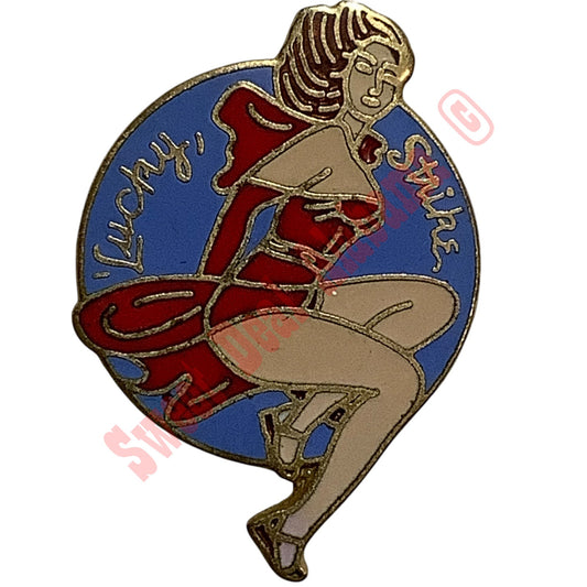 Lucky Strike Aviator's Hat/Lapel Pin 1-1/4"H x 7/8"W WWII Aviator's Nose Art