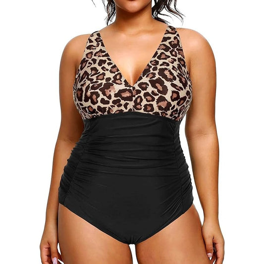 Aqua Eve Plus Size Swimsuit, Tummy Control One Piece Bathing Suit, Leopard, 26W