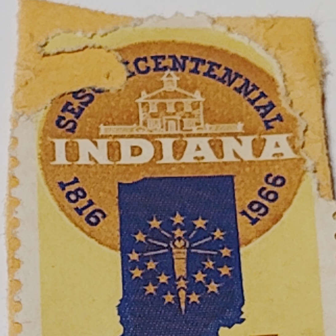 1966 Indiana Sesquicentennial 5 Cent Stamp USPS - Vintage Commemorative Scott
