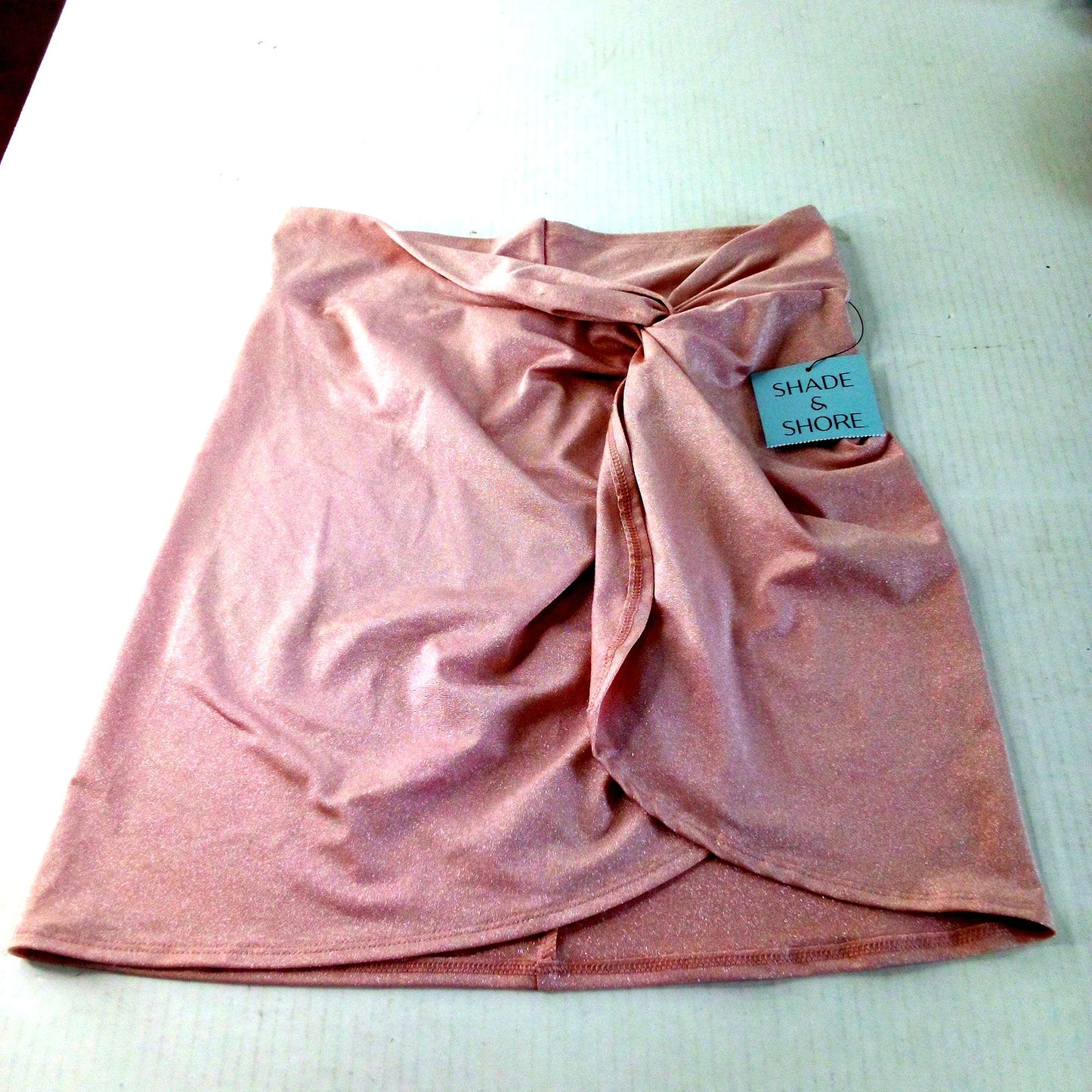 Shade & Shore Sparkle Twist Skirt Cover‑Up Pink S, Metallic Shimmer