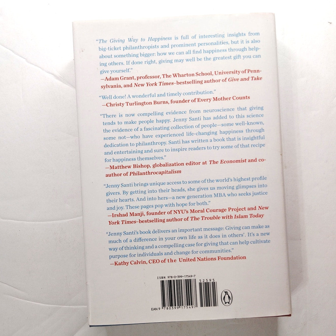 The Giving Way to Happiness  Science of Giving & Joy Hardcover Like New