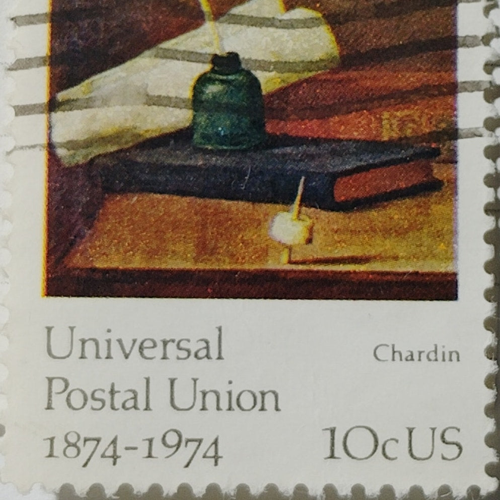 1974 US Postage Stamp Scott #1535 10c Chardin Inkwell & Quill Used Canceled