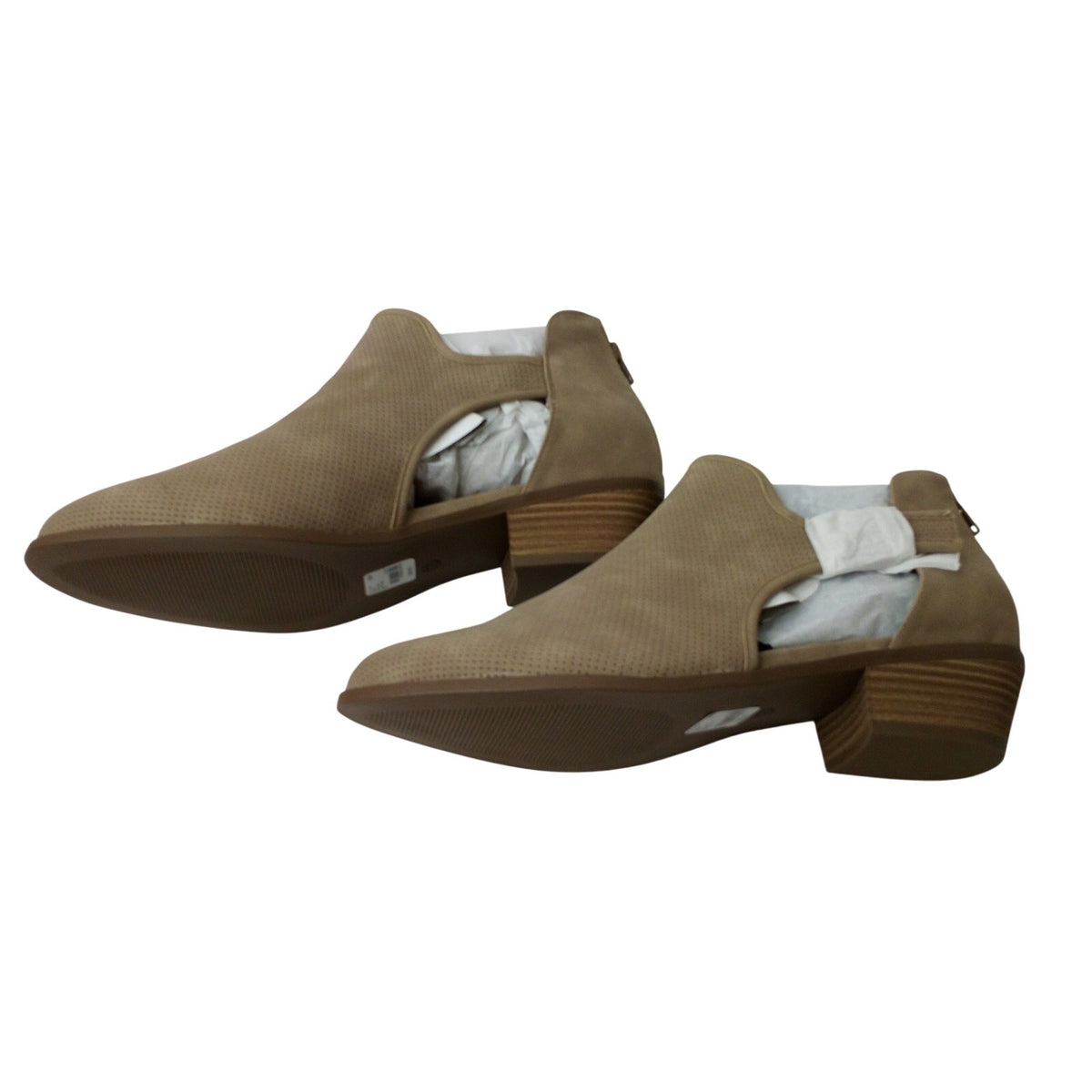 Lane Bryant Taupe Perforated Cutout Shootie Heels 12W Wide Block Heel Bootie