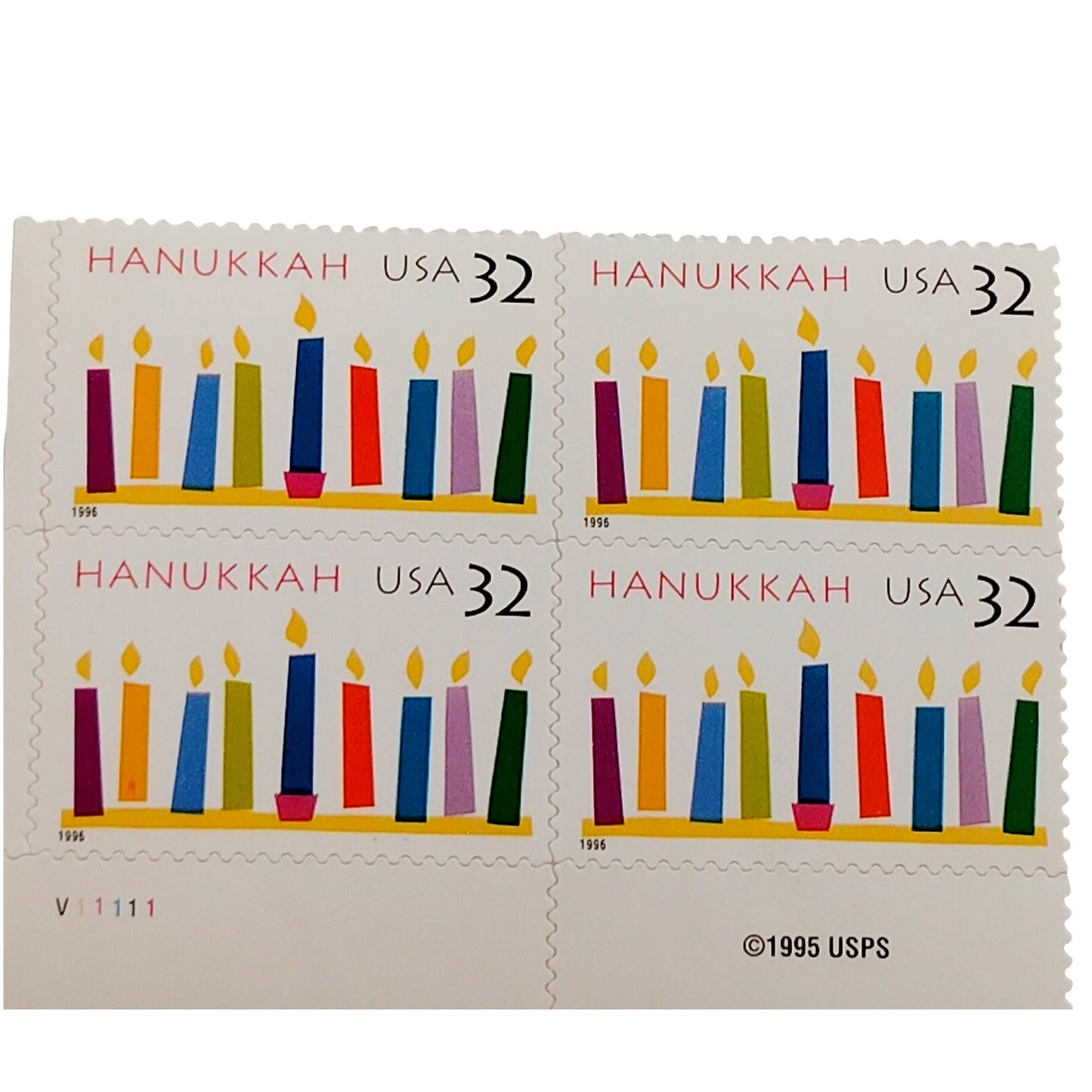 Block of 4 – 1996 USA 32¢ Hanukkah MNH Scott 3118 Plate Block