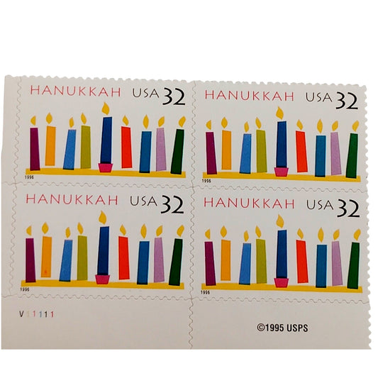 Block of 4 – 1996 USA 32¢ Hanukkah MNH Scott 3118 Plate Block