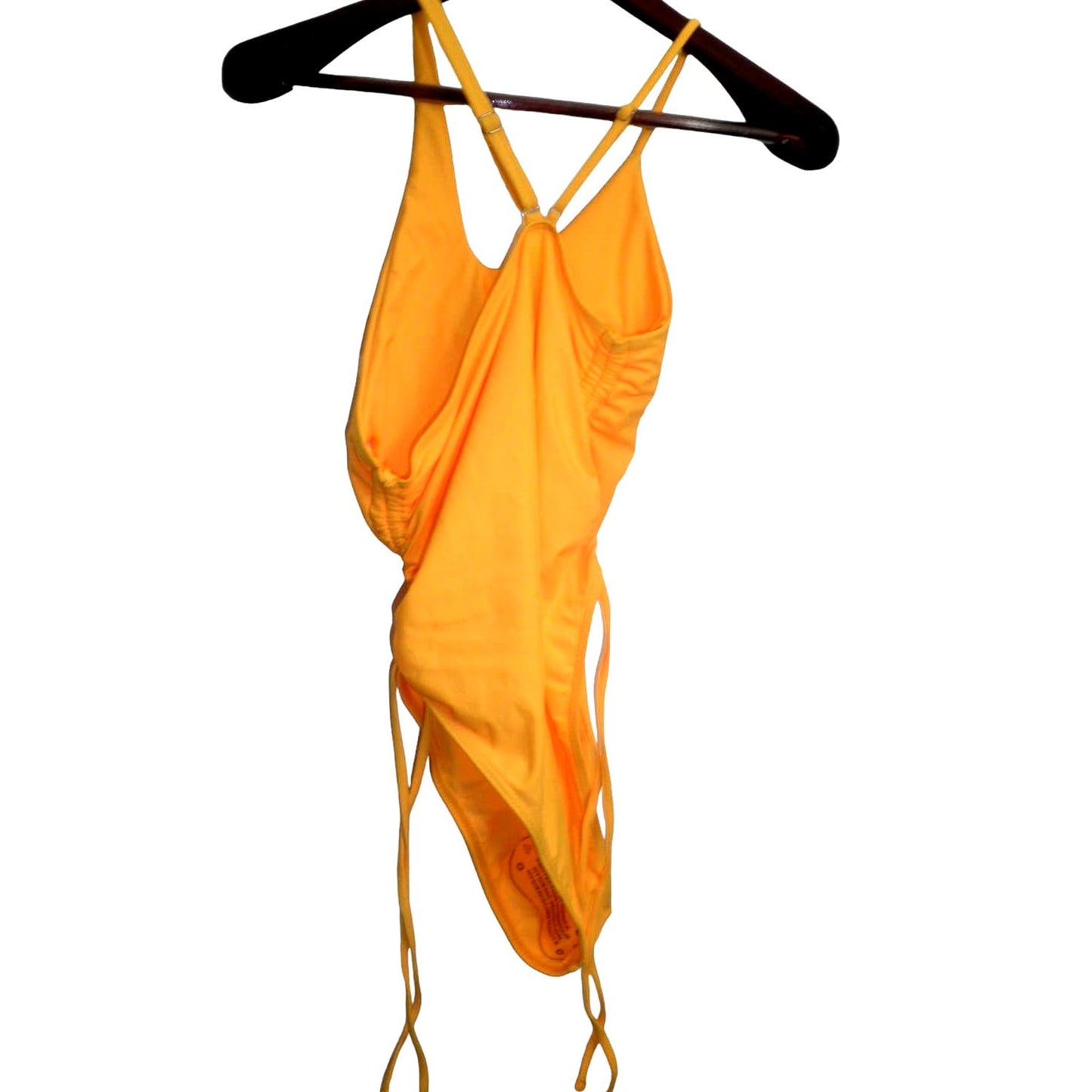 Brazilian One Shoulder Tummy Control Ruched Swimsuit, High Cut, Yellow, Medium