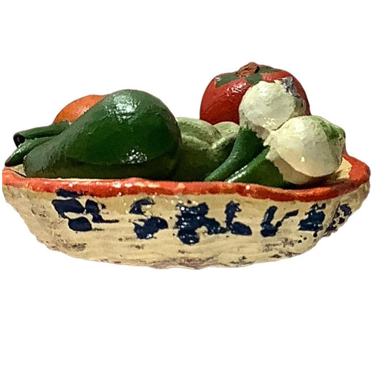 Vintage Handmade Fruit Basket From Atop a Woman's Figurine Head / Statue