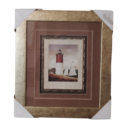David Carter Brown Schooner Bay Framed Nautical Art Print Lighthouse Coastal