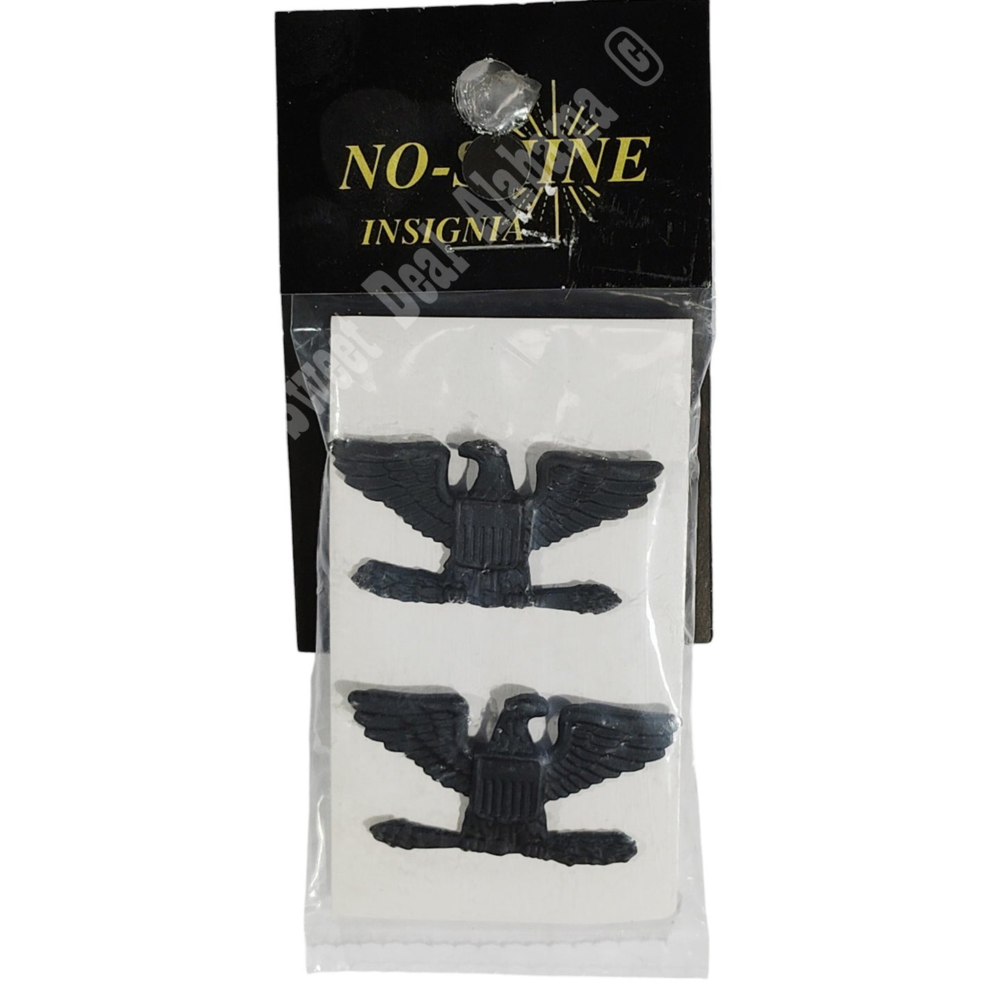 Rank Insignia Pin Set: Colonel (O-6) - Subdued Black Metal, 1-1/5"W x 3/4"H, NIP