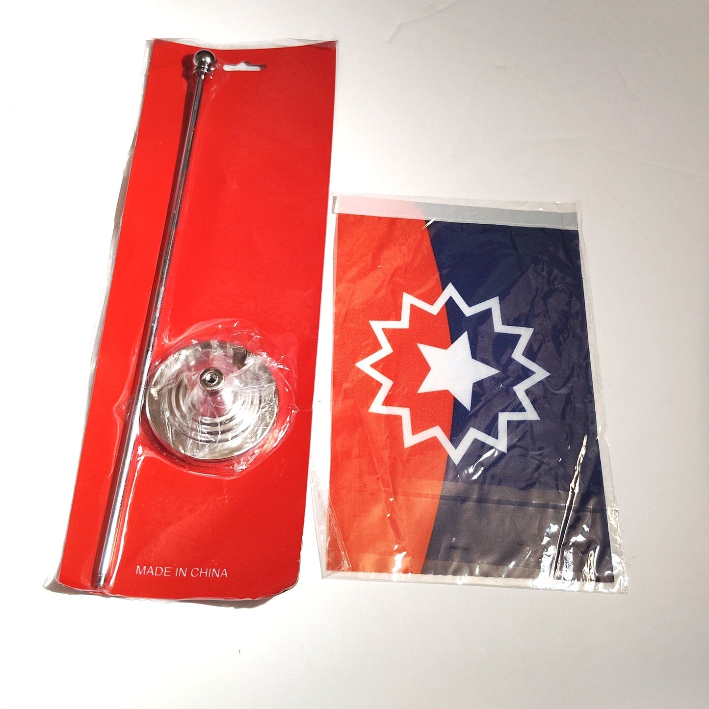 Juneteenth Table Flag 8.5" × 5.5" w/ Stand Red White Blue Star Burst Design
